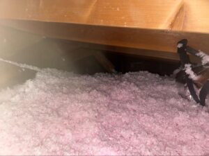 Freshly installed blown-in attic insulation in Tehachapi, CA by Origin Heating & Air